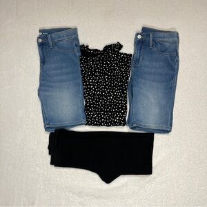 OLD NAVY Girls Size 14 Bundle – Romper, 2 Denim Bermuda Shorts & Black Leggings